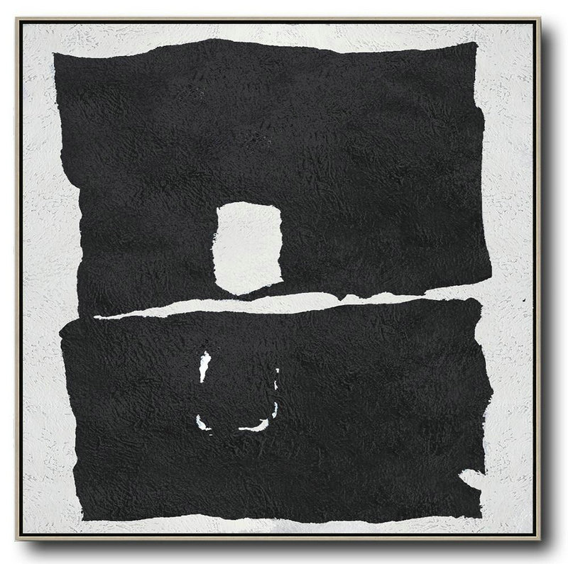 Extra Large Acrylic Painting On Canvas,Oversized Minimal Black And White Painting - Big Art Canvas